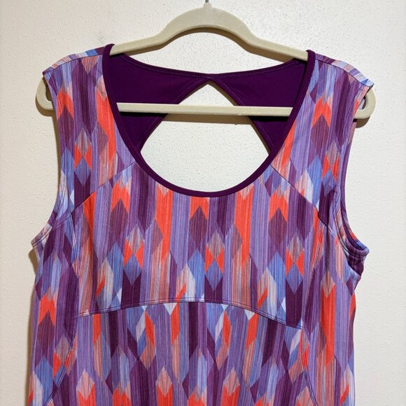 Prana Calico Active Dress Grapevine Gemstone Print Pattern Open Back Sleeveless. - Picture 3 of 10